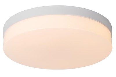 Lucide BISKIT - Plafonnier Salle de bains - Ø 34,5 cm - LED - 1x24W 2700K - IP44Détecteur De Mouvement & Jour/Nuit - Blanc