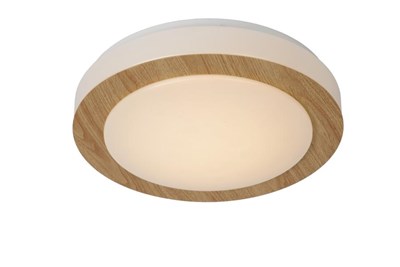 Lucide DIMY - Flush ceiling light Bathroom - Ø 28,6 cm - LED Dim. - 1x12W 3000K - IP21 - 3 StepDim - Light wood