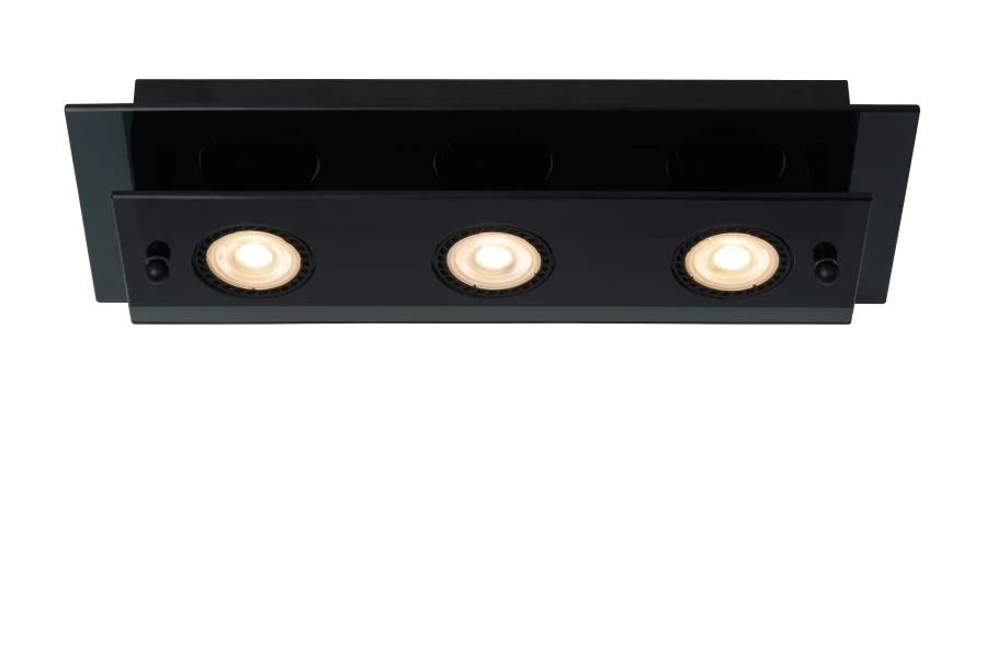 Lucide OKNO - Flush ceiling light - 3xGU10 - Black - on