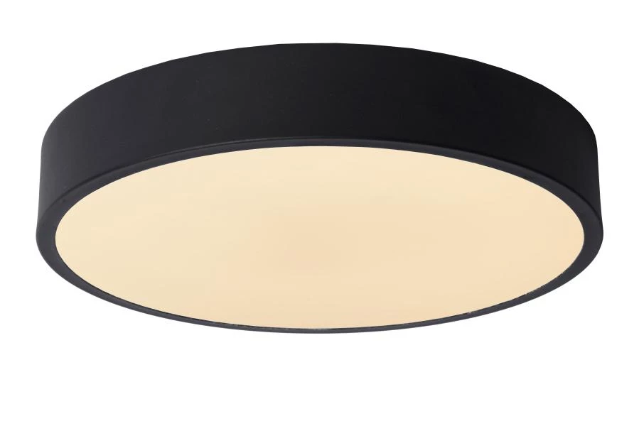 Lucide UNAR - Flush ceiling light - Ø 30 cm - LED Dim. - 1x18W 2700K - 3 StepDim - Black - on