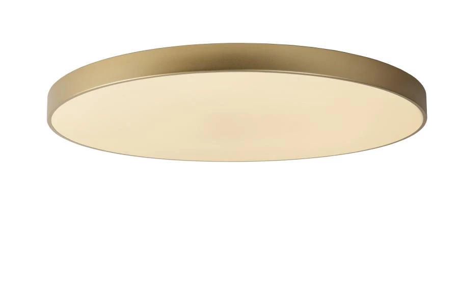 Lucide UNAR - Flush ceiling light - Ø 80 cm - LED Dim. - 1x80W 2700K - 3 StepDim - Matt Gold / Brass - on 2