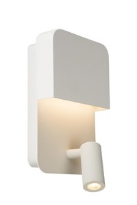 Lucide BOXER - Lampe de chevet / Applique mural - LED - 3000K - Point de rechargement USB - Blanc AAN 1