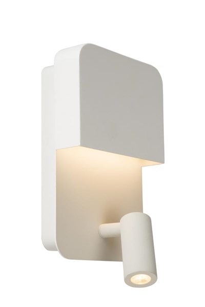 Lucide BOXER - Lámpara de pared - LED - 1x10W 3000K - Con punto de carga USB - Blanco