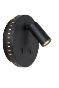 Lucide BENTJER - Lámpara de cabecera / Lámpara de pared - Ø 14 cm - LED - 3000K - Negro AAN