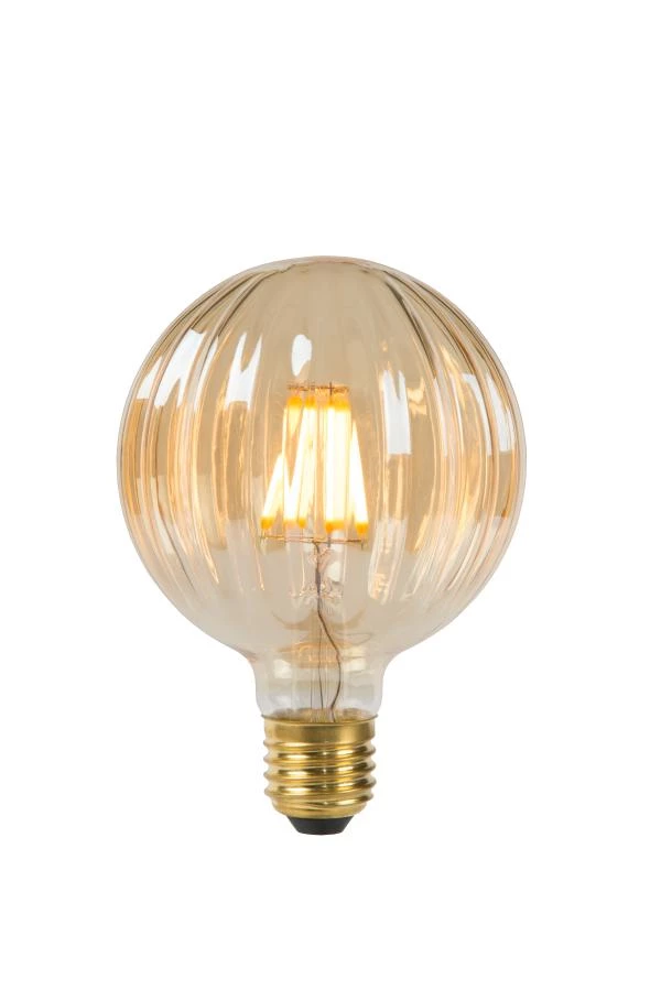 Lucide STRIPED - Glühfadenlampe - Ø 9,5 cm - LED - E27 - 1x6W 2200K - Amber - EINgeschaltet 2