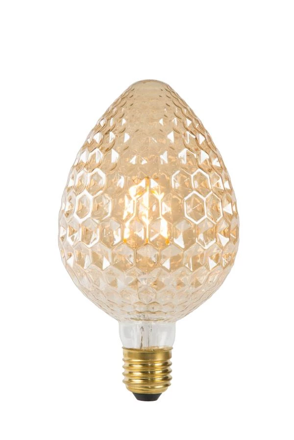 Lucide PINEAPPLE - Ampoule filament - Ø 9,5 cm - LED - E27 - 1x6W 2200K - Ambre - allumé 2