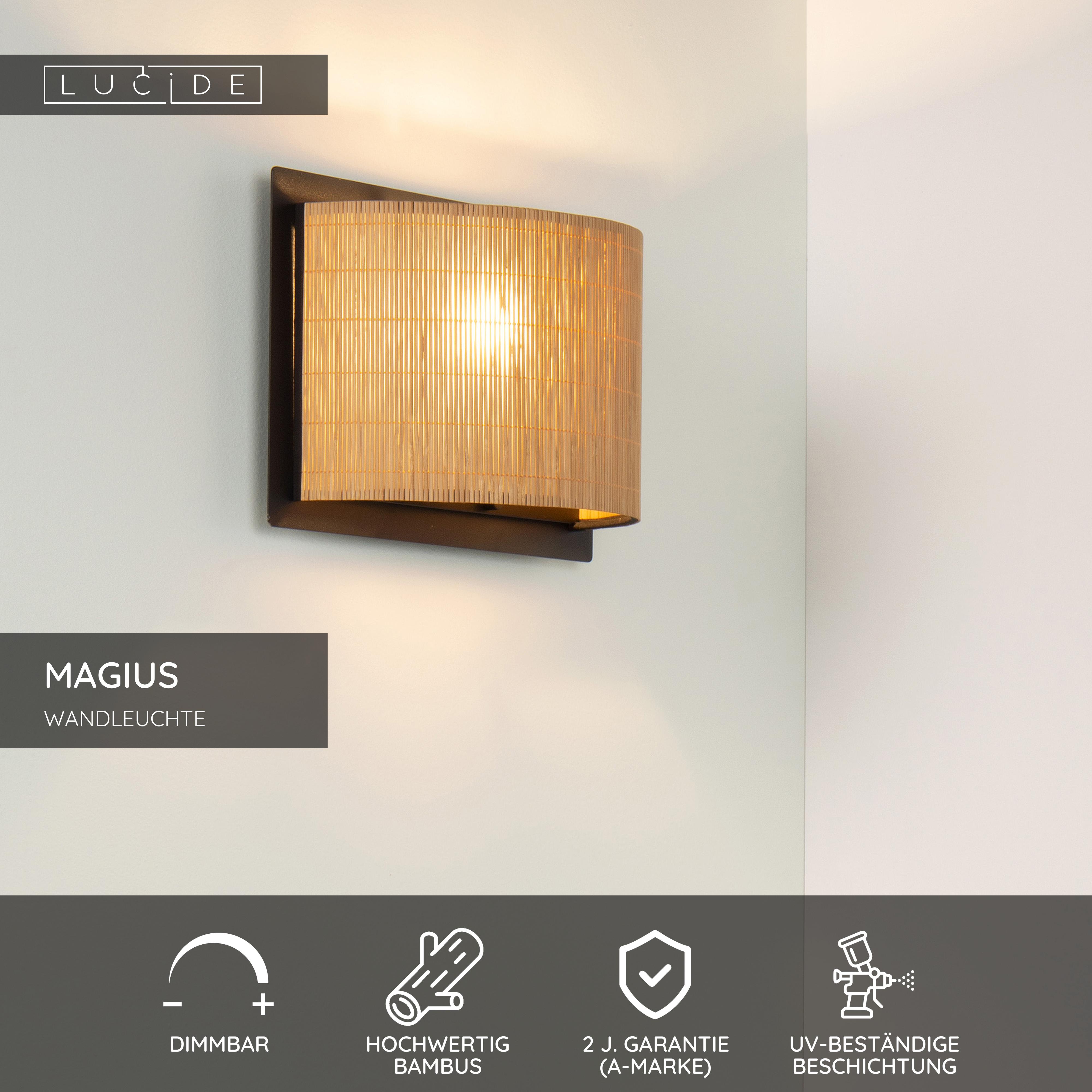 LUCIDE MAGIUS Pendelleuchte – Ø 42 Cm, Höhe Verstellbar, Rattan, E27 Fassung, Für Warmes Ambiente