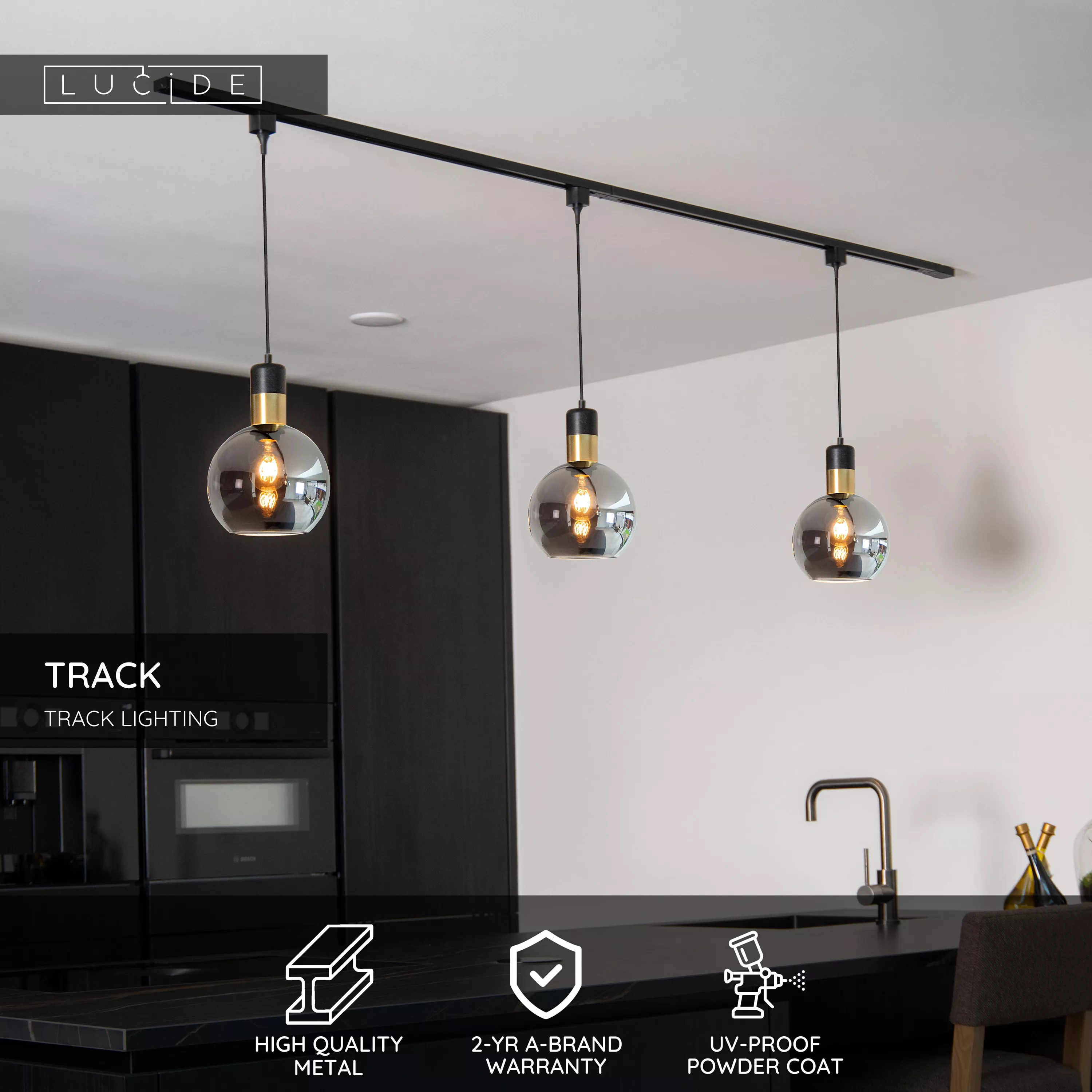 Lucide TRACK Pendant adapter - 1-circuit Track lighting system - Black ...