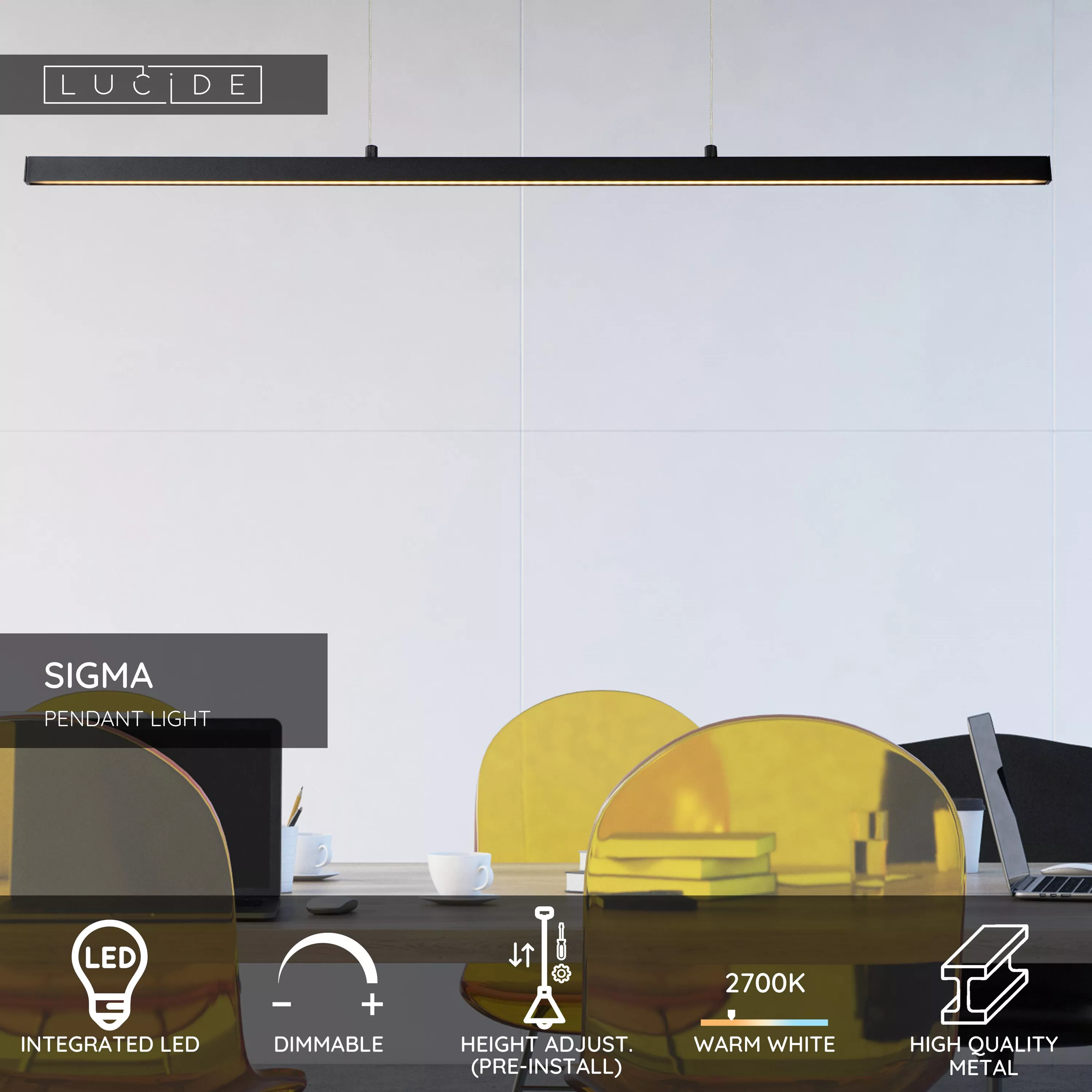 Lucide SIGMA - Pendant light - LED Dim. - 1x30W 2700K - Black
