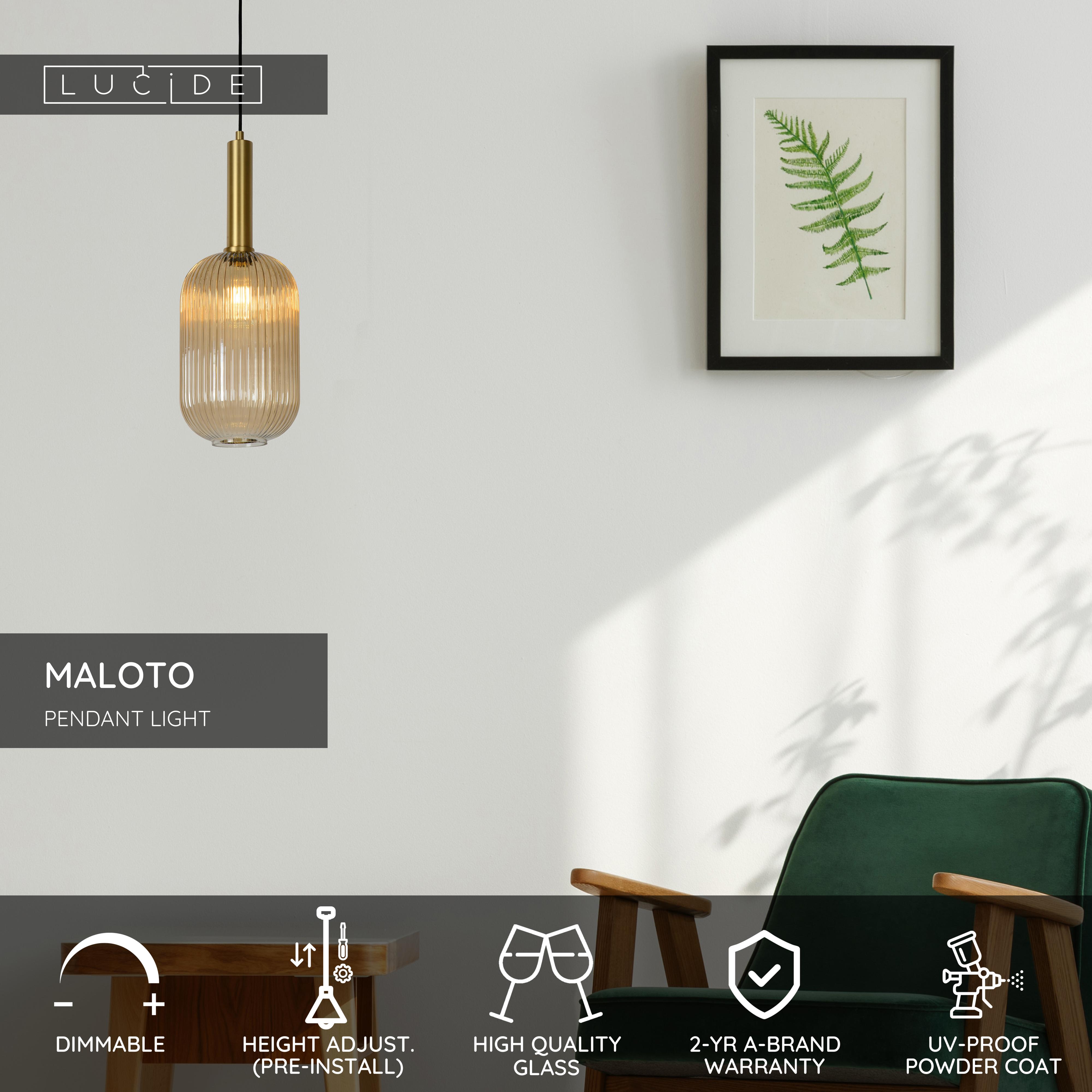 MALOTO - Hanglamp - 20 cm - 1xE27 - Amber