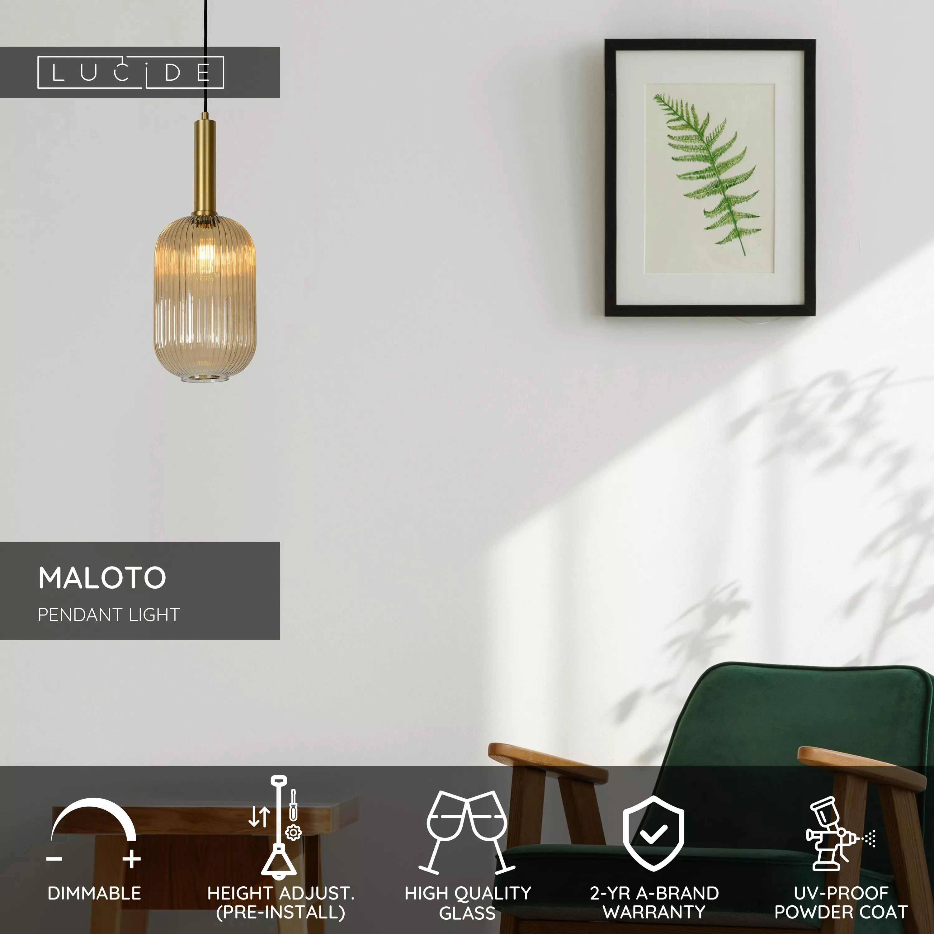 MALOTO - Hanglamp - 20 cm - 1xE27 - Amber MALOTO - Hanglamp - 20 cm - 1xE27 - Amber