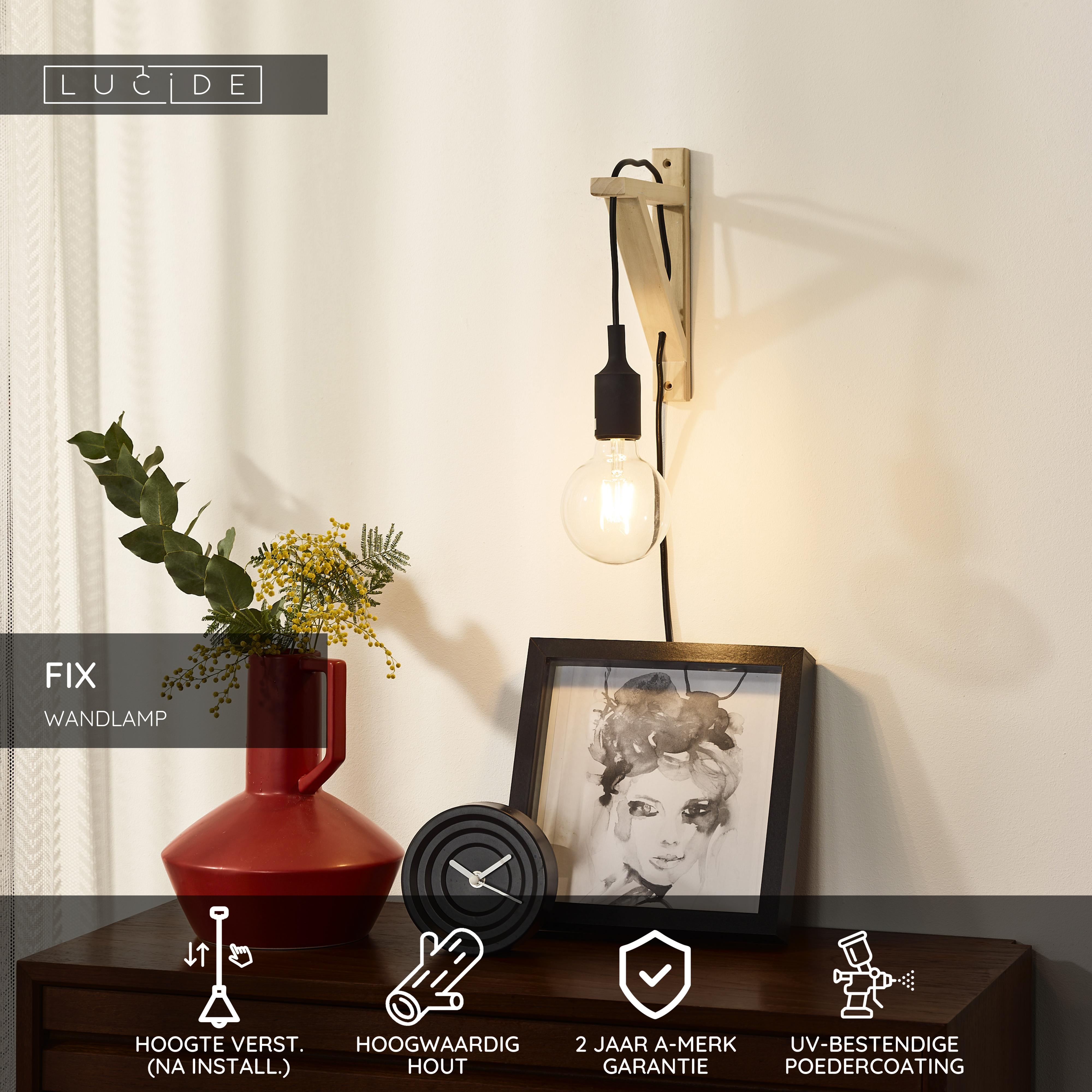 Lucide FIX - Wandlamp - 1xE27 - Zwart