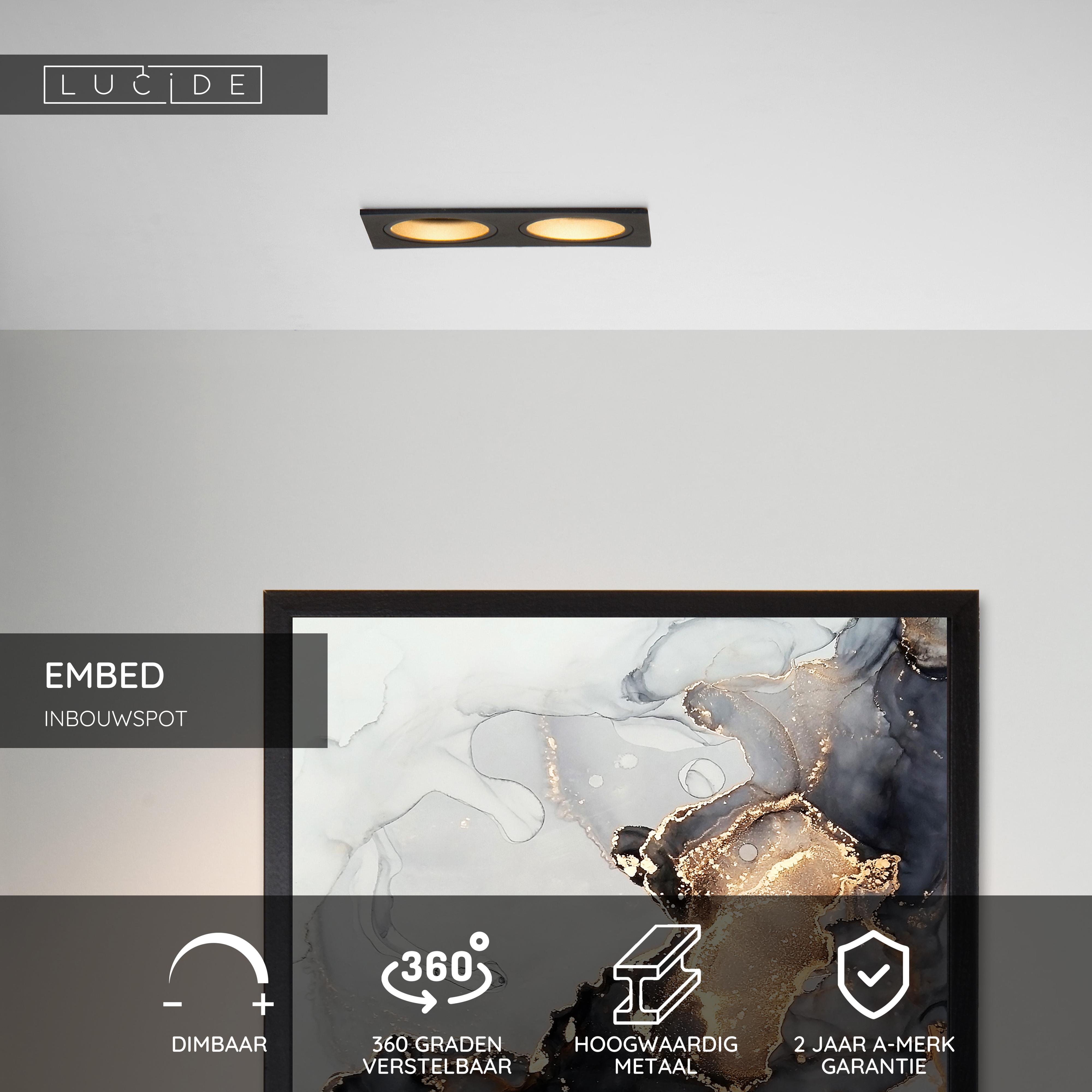LUCIDE EMBED Einbaustrahler – Ø 9,1 Cm, 1x GU10, Schwarz, Dreh- Und Neigbar, Für LED, Dimmbar