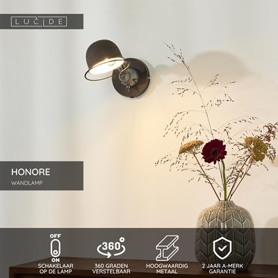 Lucide HONORE - Bureaulamp - 1xE14 - Roest bruin Lucide HONORE - Bureaulamp - 1xE14 - Roest bruin