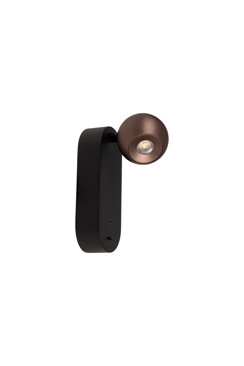 Lucide MONTANA - Wall light - LED - CCT - 1x6,3W 2700K/4000K - With USB charging point - Coffee | Premium - turned off