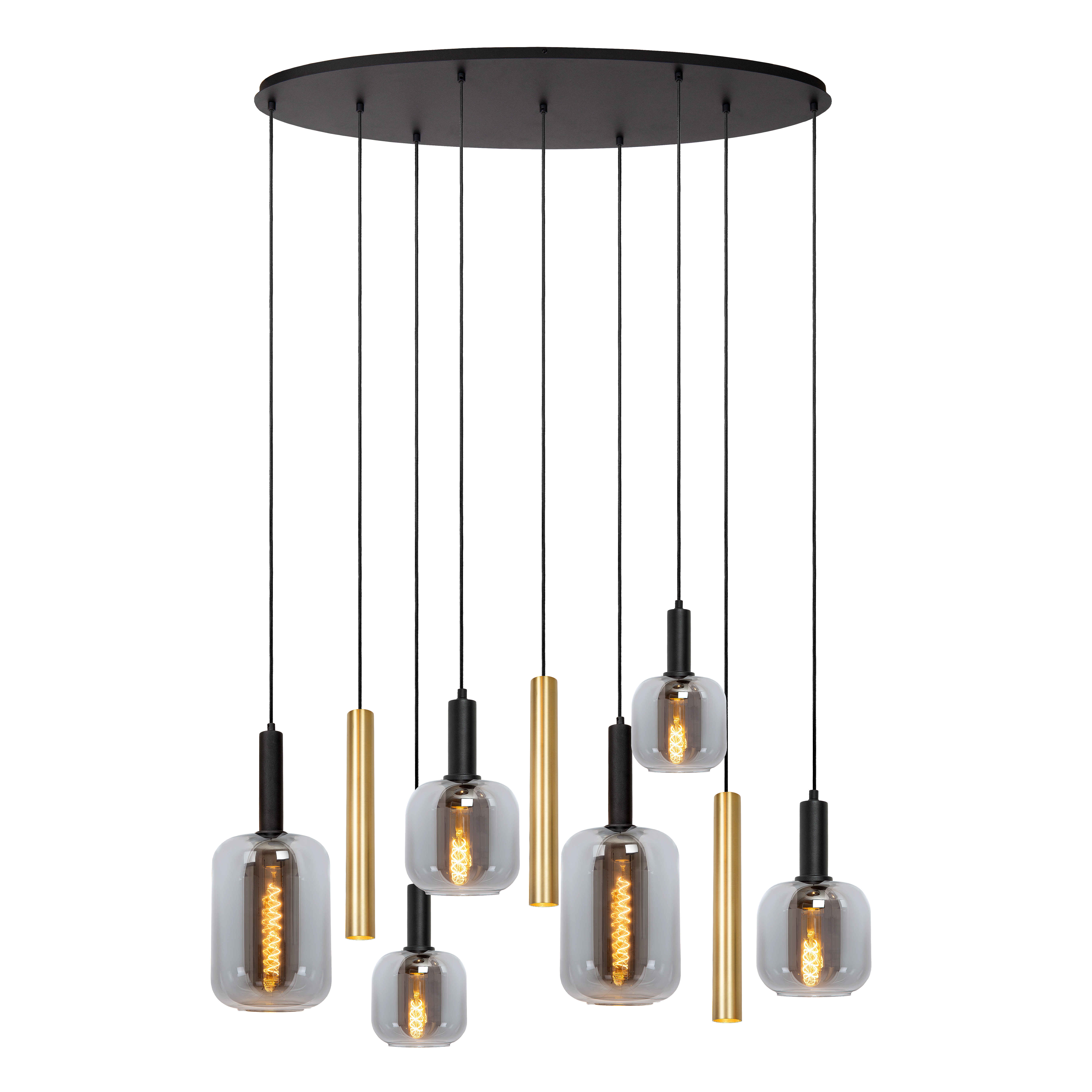Lucide JOANET - Hanglamp - 4xE27 & 3xGU10 - Messing
