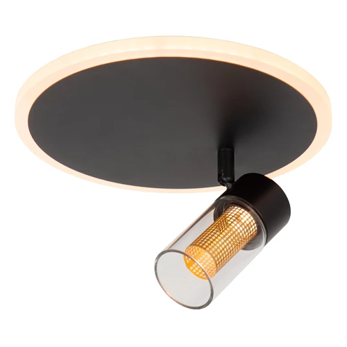 Lucide EVERINA - Flush ceiling light - Ø 23 cm - LED Dim. - CCT - 2200K/6500K - Black | Essential - turned on