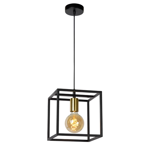 Lucide RUBEN - Pendant light - 1xE27 - Black - turned on
