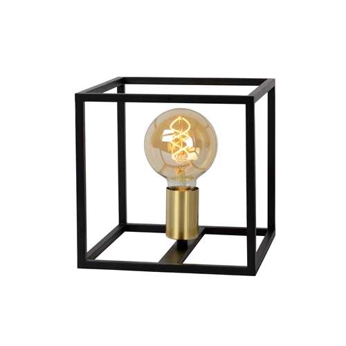 Lucide RUBEN - Tafellamp - 1xE27 - Zwart - aangezet