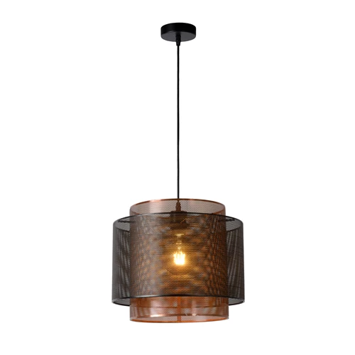 Lucide ORRIN - Hanglamp - Ø 34 cm - 1xE27 - Zwart - aangezet