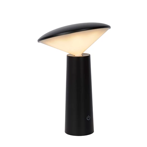 Lucide JIVE - Rechargeable Table lamp Indoor/Outdoor - Battery pack - Ø 13,7 cm - LED Dim. - CCT - 1x3W 2800K/6500K - IP44 - Black - turned on