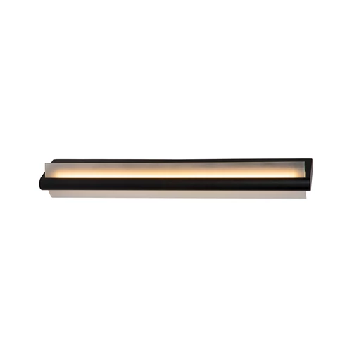 Lucide WANDA - Wandlamp Badkamer - LED - 1x19W 3000K - IP44 - Zwart - aangezet