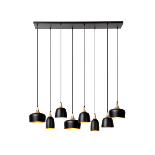 Lucide CHAYANNE - Hanglamp - 8xE14 - Zwart - aangezet