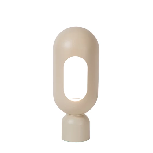 Lucide BARRIS - Tafellamp - 1xE27 - Taupe - aangezet 1