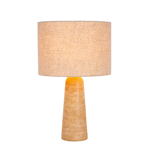 Lucide NIMUE - Tafellamp - Ø 30 cm - 1xE27 - Taupe - aangezet 1