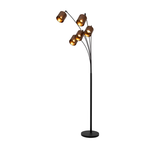 Lucide RANKOS - Stehlampe - 5xE14 - Schwarz - eingeschaltet