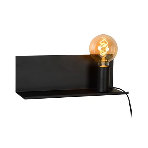 Lucide SEBO - Lámpara de cabecera / Lámpara de pared - 1xE27 - Negro - encendido
