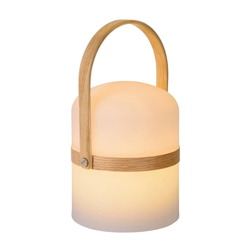 Lucide JOE - Oplaadbare Tafellamp Binnen/Buiten - Accu/Batterij - Ø 14,5 cm - LED Dimb. - 1x3W 3000K - IP44 - Wit - aangezet 1