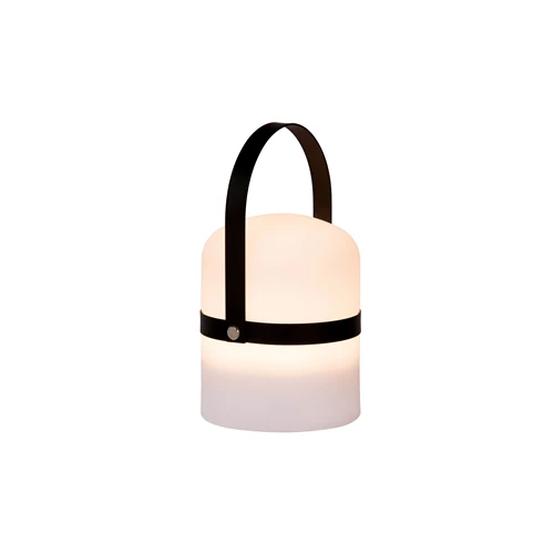 Lucide LITTLE JOE - Oplaadbare Tafellamp Binnen/Buiten - Accu/Batterij - Ø 10 cm - LED Dimb. - 1x0,3W 3000K - IP44 - Zwart - aangezet