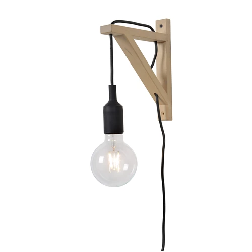 Lucide FIX - Lámpara de pared - 1xE27 - Negro - encendido