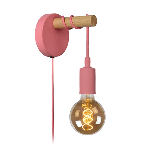 Lucide POLA - Applique murale Chambres d'enfant - Ø 12 cm - 1xE27 - Rose - allumé 6