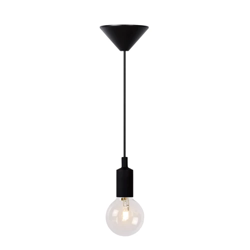 Lucide FIX - Pendelleuchten - Ø 10 cm - 1xE27 - Schwarz - eingeschaltet