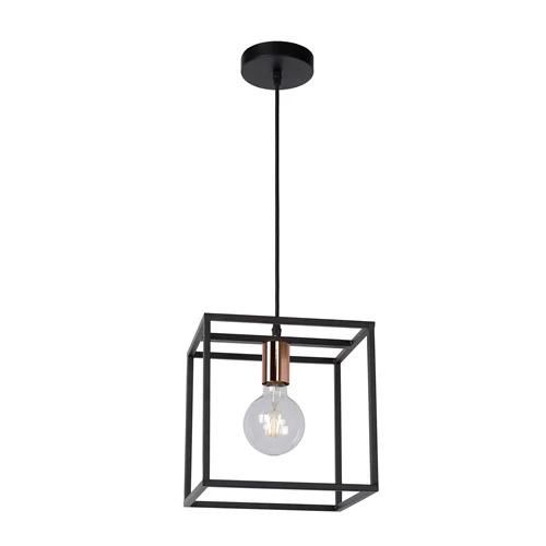 Lucide ARTHUR - Hanglamp - 1xE27 - Zwart - aangezet