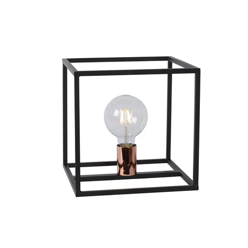 Lucide ARTHUR - Tafellamp - 1xE27 - Zwart - aangezet