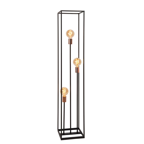 Lucide ARTHUR - Vloerlamp - 3xE27 - Zwart - aangezet