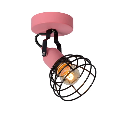 Lucide POLA - Deckenstrahler Kinderzimmer - Ø 10,5 cm - 1xE27 - Rosa - eingeschaltet 6