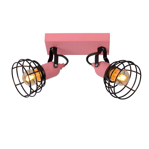 Lucide POLA - Spot plafond Chambres d'enfant - 2xE27 - Rose - allumé 6