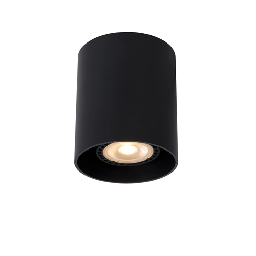Lucide BODI - Plafondspot - Ø 8 cm - 1xGU10 - Zwart - aangezet