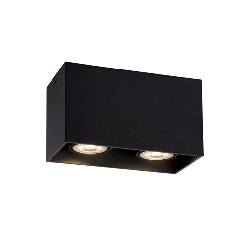 Lucide BODI - Ceiling spotlight - 2xGU10 - Black - turned on