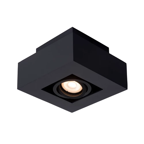 Lucide XIRAX - Spot plafond - LED Dim to warm - GU10 - 1x5W 2200K/3000K - Noir - allumé