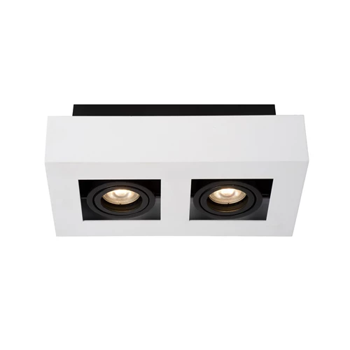 Lucide XIRAX - Spot plafond - LED Dim to warm - GU10 - 2x5W 2200K/3000K - Blanc - allumé 1