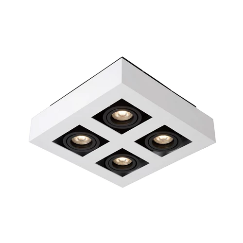 Lucide XIRAX - Spot plafond - LED Dim to warm - GU10 - 4x5W 2200K/3000K - Blanc - allumé 1