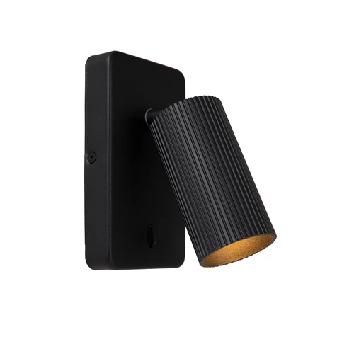 Lucide CLUBS - Bedlamp / Wandlamp - 1xGU10 - Zwart - aangezet