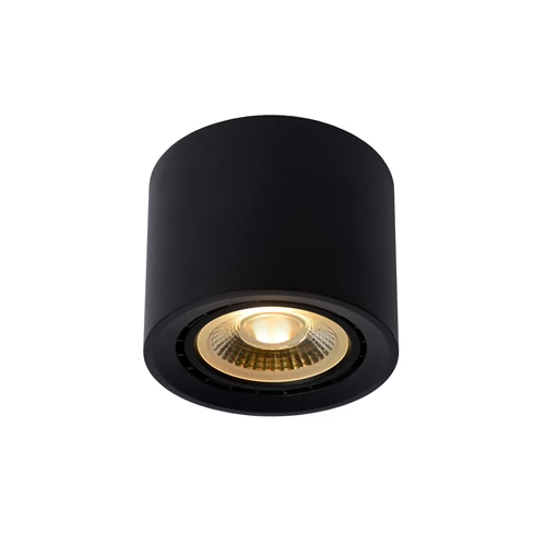 Lucide FEDLER - Plafondspot - Ø 12 cm - LED Dim to warm - GU10 (ES111) - 1x12W 2200K/3000K - Zwart - aangezet