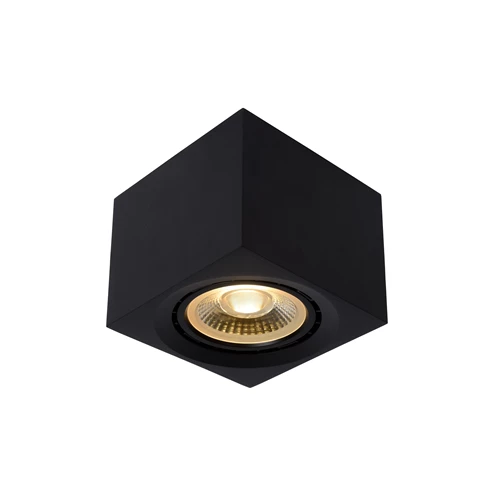 Lucide FEDLER - Spot plafond - LED Dim to warm - GU10 (ES111) - 1x12W 2200K/3000K - Noir - allumé