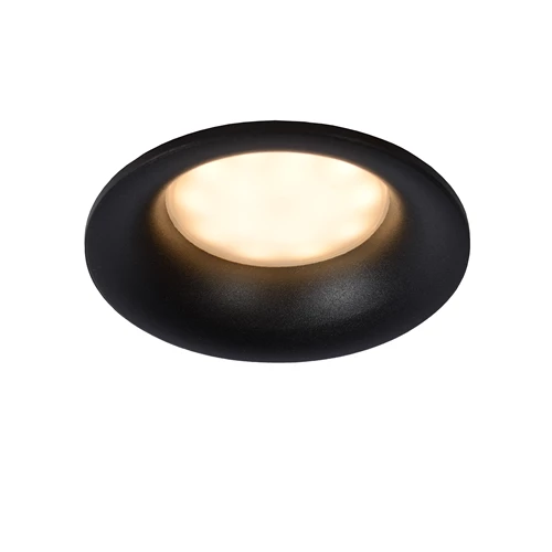 Lucide ZIVA - Inbouwspot Badkamer - Ø 8,4 cm - 1xGU10 - IP44 - Zwart - aangezet